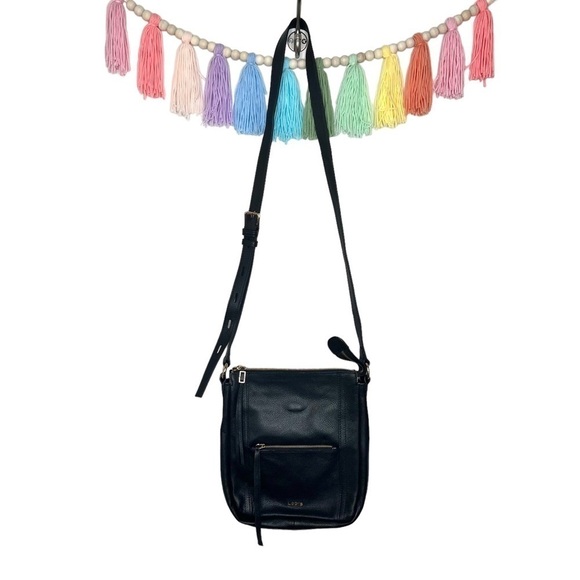 Lodis Stellene Black Pebbled Leather Timeless Practical Crossbody Bag Purse - Picture 4 of 16